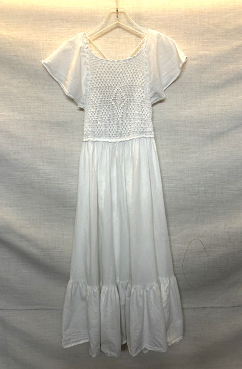 Zara Dresses & Skirts - Zara Maxi Dress Small White Aline Long Cotton Crochet Boho Open Back
